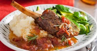 Tomato and honey lamb shanks