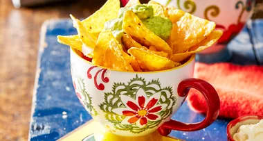 Individual Mexican chicken nachos