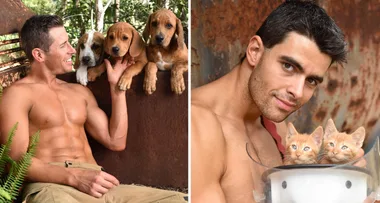 Aussie firies have posed with animals and the results are HOT!