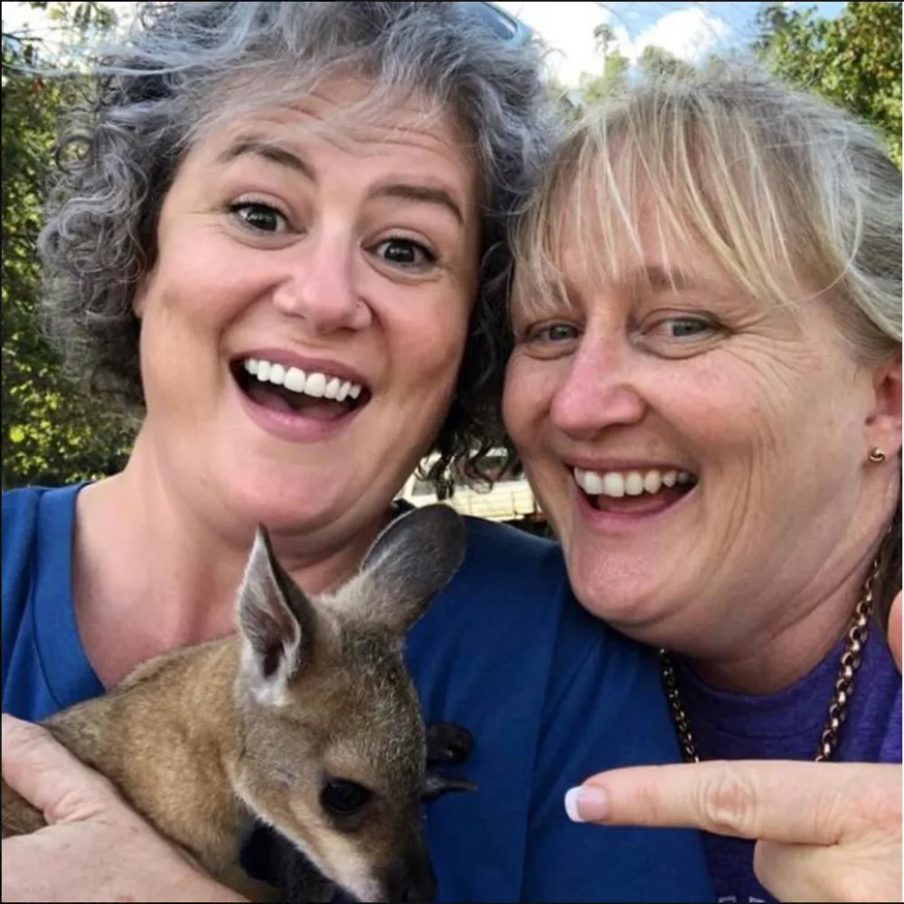 She met a baby kangaroo