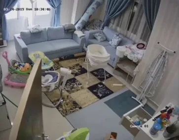 WATCH: Nanny grabs baby out of a room right before THE ceiling FALLS
