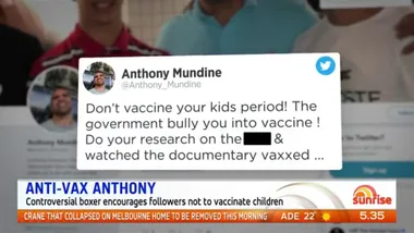 WATCH: Anthony Mundine encourages his followers NOT to vaccinate their children