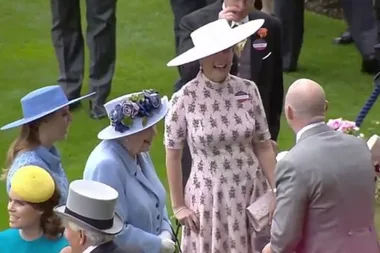 VIDEO: Mike Tindall makes the Queen laugh at Royal Ascot as he reveals a mini top hat inside his own hat