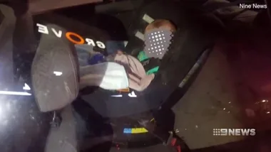 P-Plater does large burnout with baby in the car