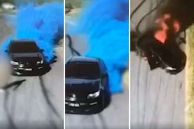 Car bursts into FLAMES in epic gender reveal FAIL