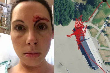 GPS tracks the moment woman fights off sex attacker