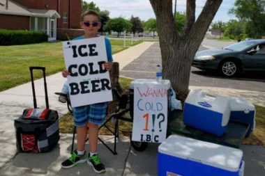 Young boy caught selling ‘Ice Cold Beer’