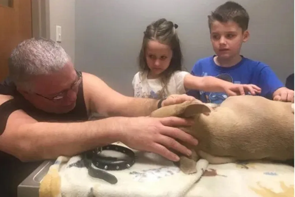 Family saying goodbye to Zeus