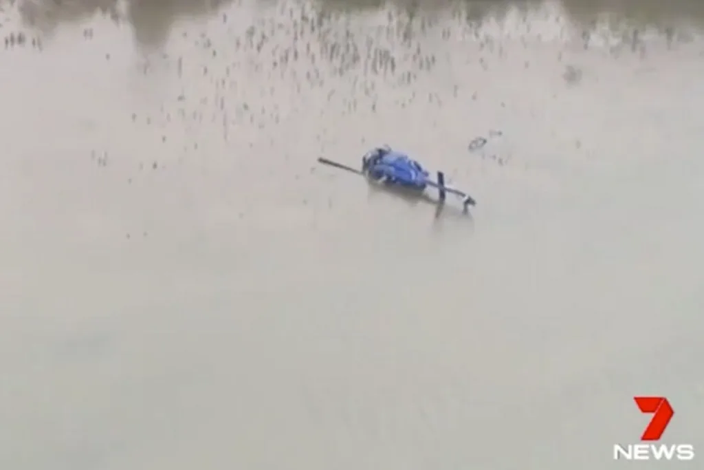 7News later took footage of the helicopter wreck when the tide was in.