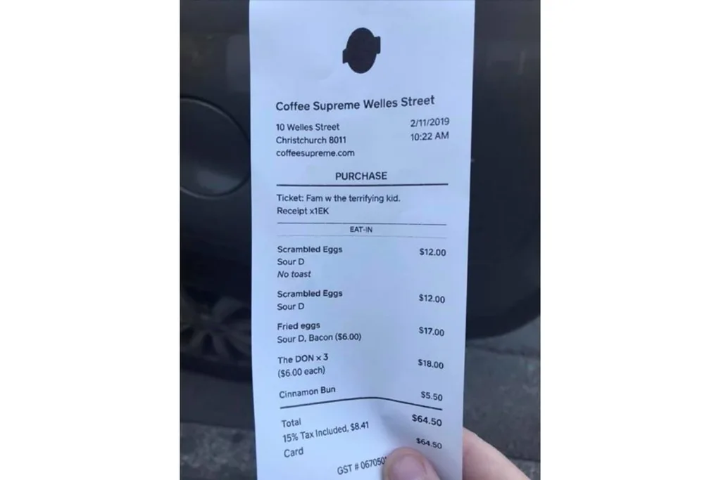Kimberly Sze's receipt