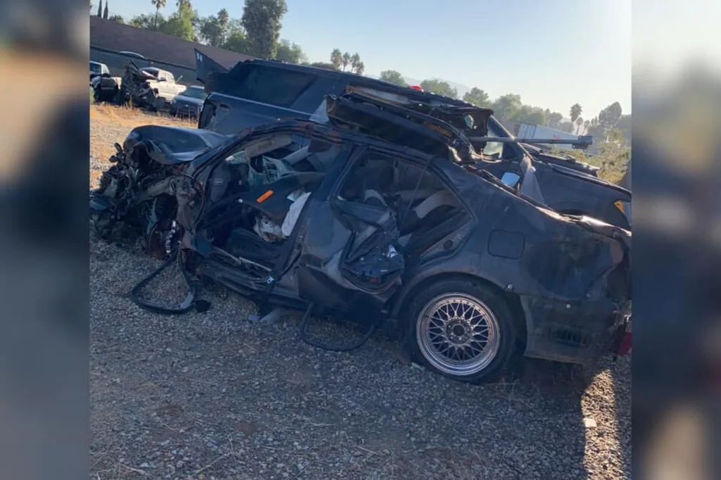 The crashed car
