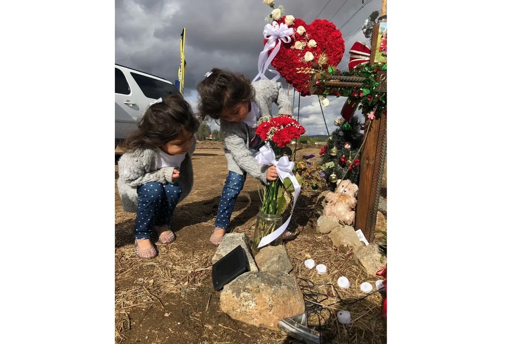 The twins visiting Ricky's grave