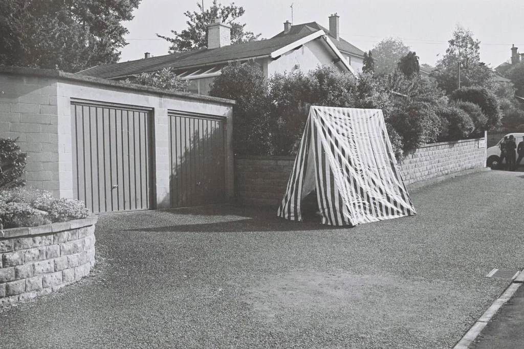 Police forensic tent near where Melanie's body was found