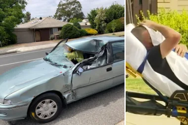 Seven-year-old boy nearly DECAPITATED after his dad allegedly fell asleep at the wheel