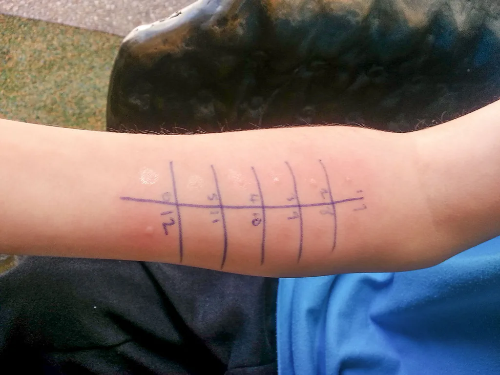 Aiden's arm at the immunologist