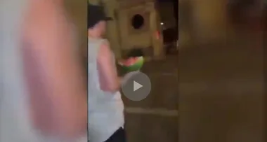 ‘Putrid’ youths filmed throwing watermelon at unsuspecting homeless man
