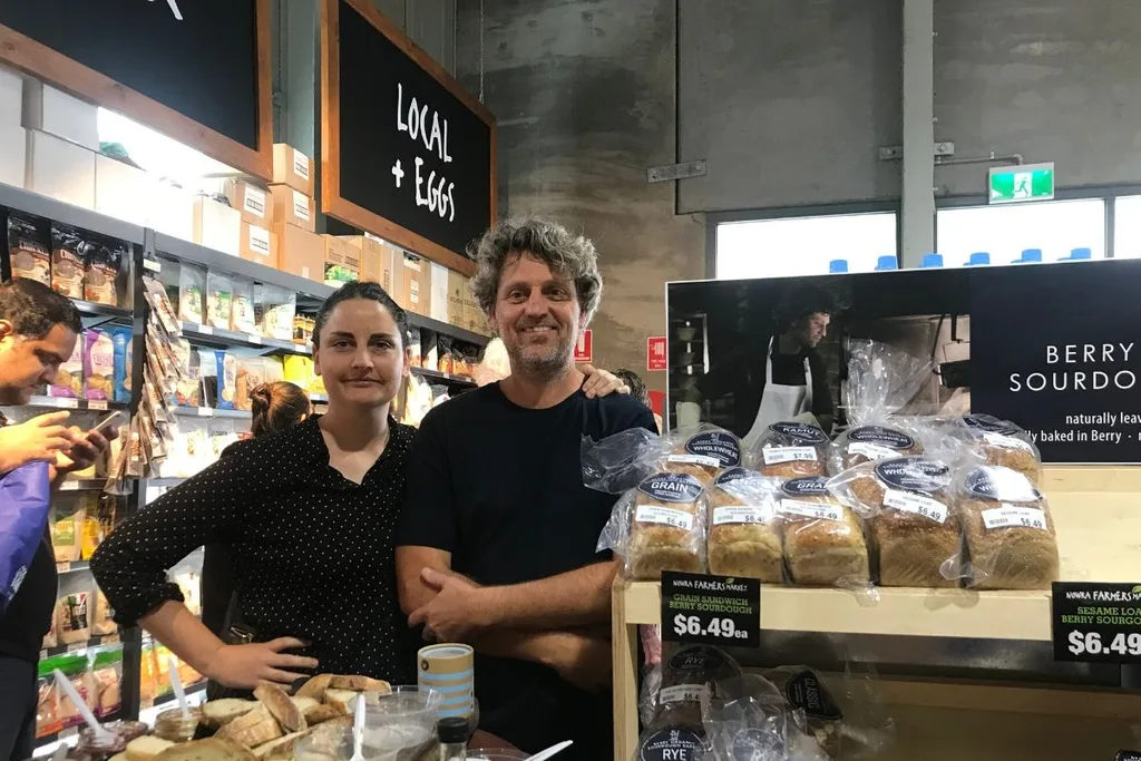 Baker Joost Hilkemeijer and his wife Kirsty sell their delicious sourdough at the Nowra market