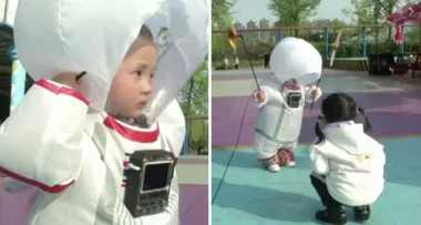 Inventive dad designs ‘miniature astronaut suit’ to protect two-year-old son from COVID-19