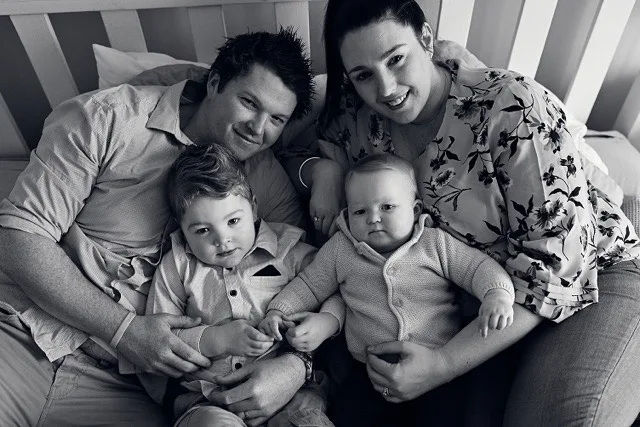 Sandra and Jack with their two eldest Joey (left) and Mila (right). Credit: Supplied