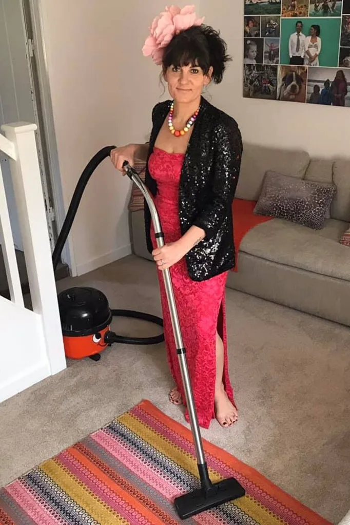 Angie in her red awards night dress