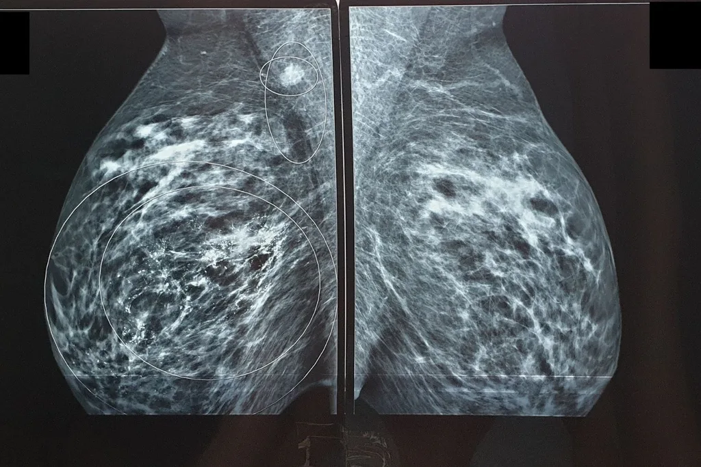 The mammogram films showing the cancer.