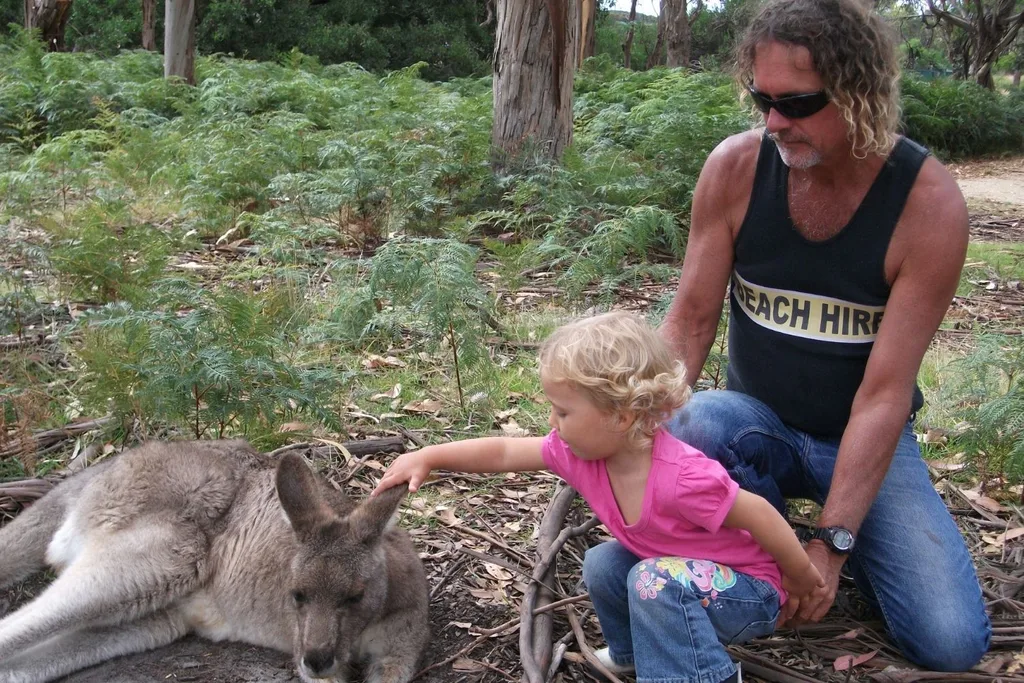 Izzy, her dad and a roo