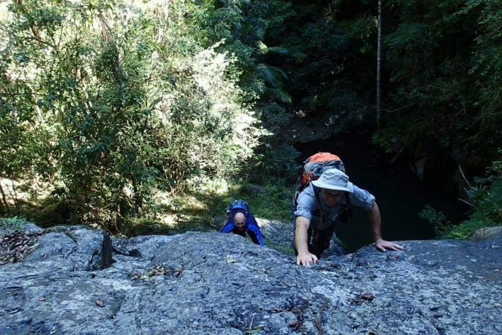 Neil Parker climbing the same waterfall