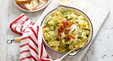 Creamy Asparagus & Pancetta Pappardelle