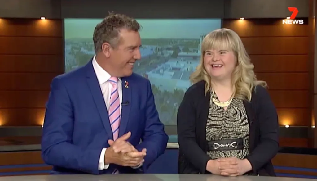 Georgia Knoll on the Channel 7 News bulletin with Rob Brough