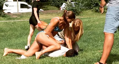 Cops sunbathe in bikinis too…