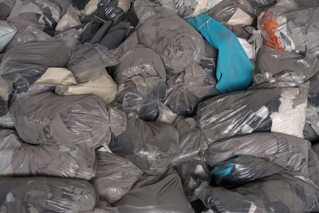 a pile of black garbage bags