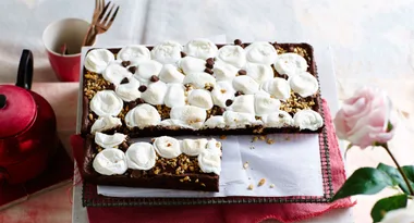 Marshmallow Brownies with Nutty Topping