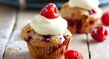 Raspberry & White Choc Mini Muffins