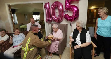 105-year-old woman asks for firefighters for her birthday