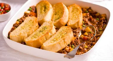 Beef & Garlic Bread Casserole