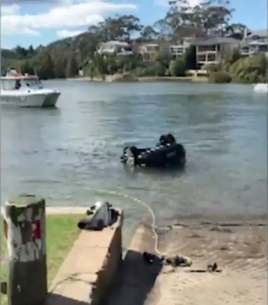 The car was completely submerged.