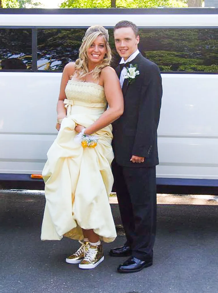 Mariah wearing gold trainers to the Prom
