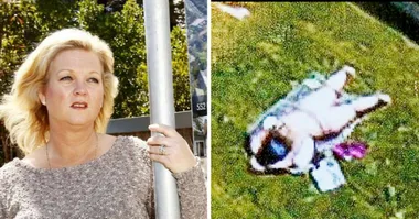 Woman topless sunbathing in her back yard filmed by drone ends ups on real estate posters