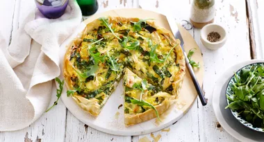 Creamy Corn & Chicken Filo Quiche