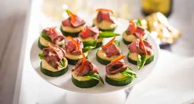 Cucumber, Lamb & Hommus Stacks