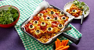 Spooky Eyeball Pasta Bake