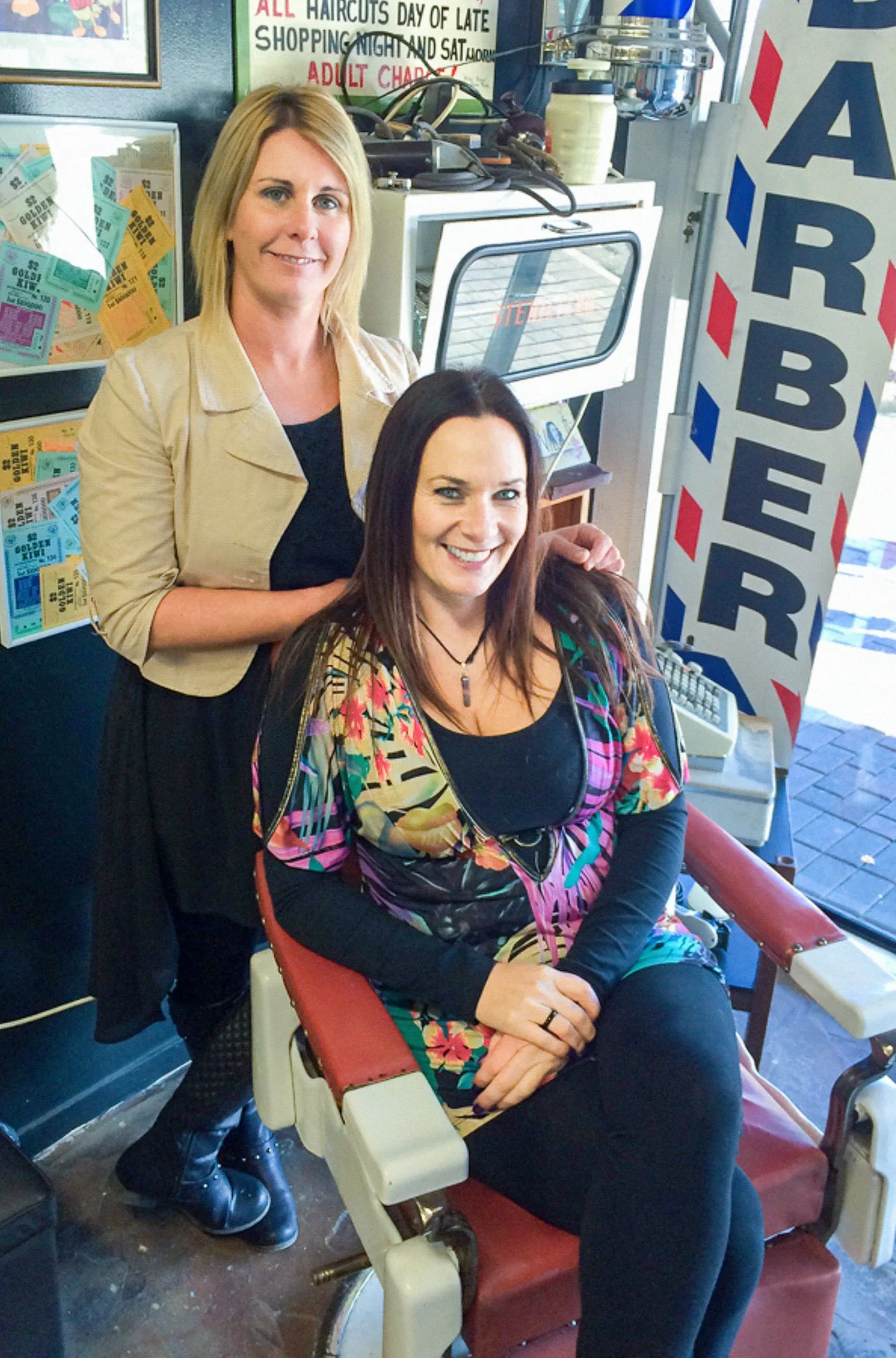 Sally and Lisa at Lisa's shop