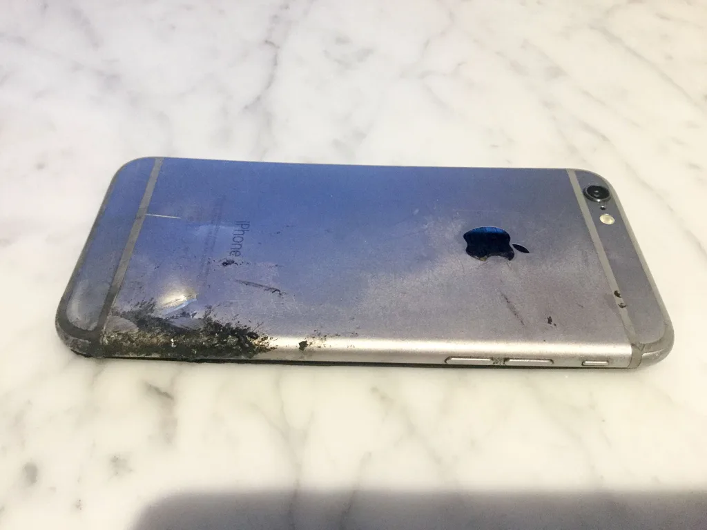 The phone oozed black liquid,