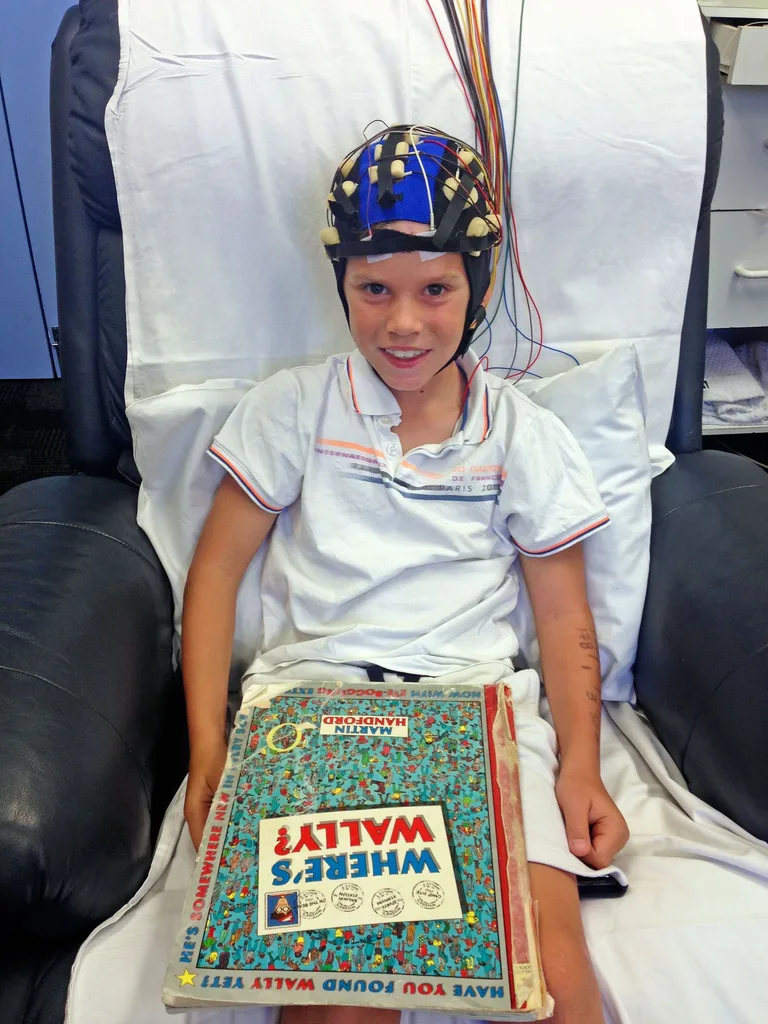 Angus having an EEG scan
