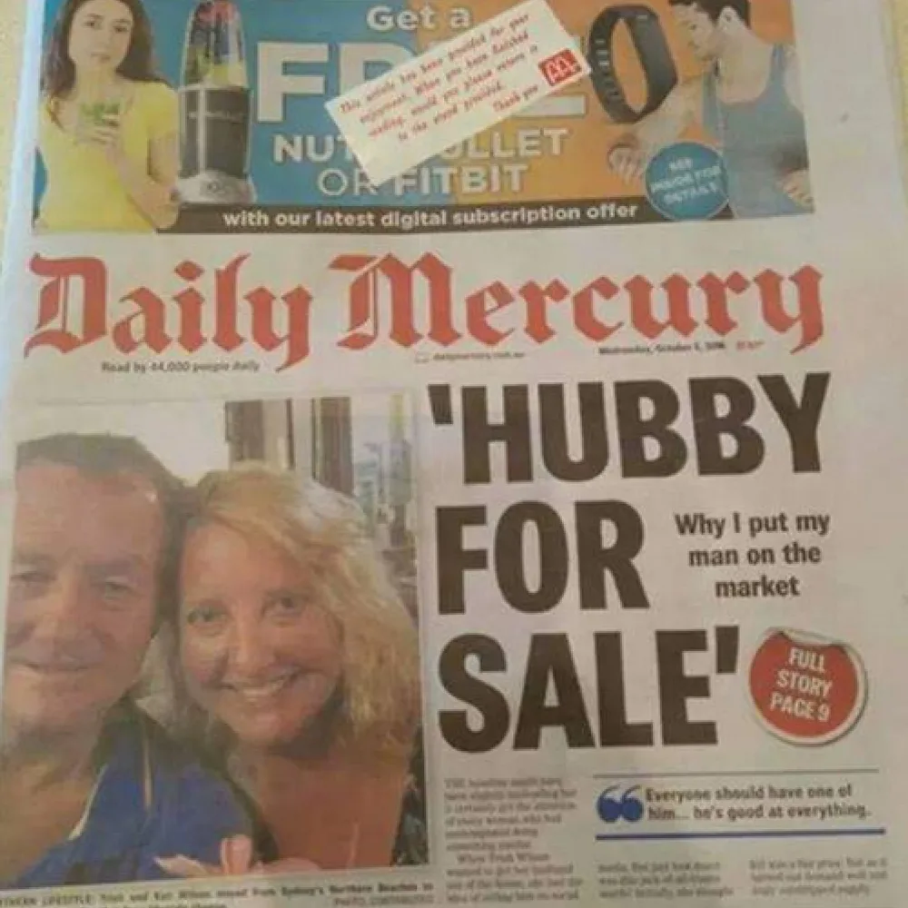 The front page of our local newspaper.