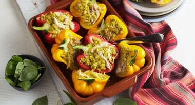Chicken Pesto Stuffed Capsicums