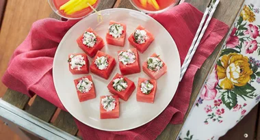 Watermelon with Feta & Mint Salsa