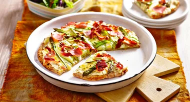 Whipped Ricotta, Asparagus & Pancetta Pizza