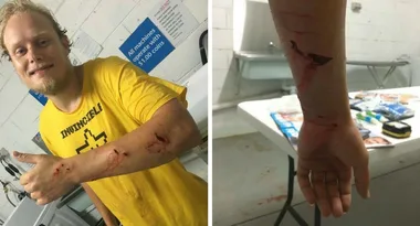 Backpacker body slams a croc to get the ultimate Aussie selfie