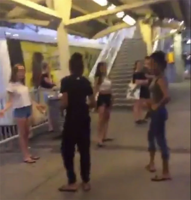 girl gang at train station